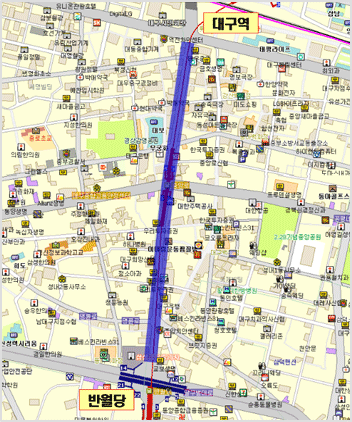중앙로(반월당~대구역 구간) 대중교통 전용지구 지도 사진